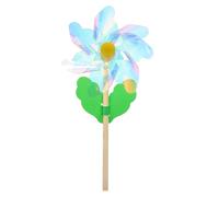 sourcing map Pinwheels 4.7" Wind Spinner Reflective Pinwheels 7 Leaves Wooden Windmill with Wooden Sticks for Garden Yard Patio Lawn Outdoor Party Favors Gifts, Colorful