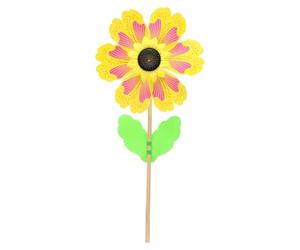 sourcing map Pinwheels 9.5" Wind Spinner Petals Sunflower Pinwheels 6 Leaves Wooden Windmill with Sunflower Wooden Sticks for Garden Yard Patio Lawn Outdoor Party Favors Gifts, Yellow/Pink