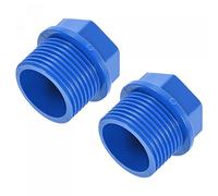 sourcing map Pipe Plug Fitting G3/4 Male Threaded PVC Hex Head End Cap for Water Heater Drain Home Garden, Blue, Pack of 2