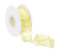 sourcing map Plaid Ribbon, 1.6" Wide 10 Yards Buffalo Checked Gingham Plaid Wrinkled Pleated Ribbon for Gift DIY Home Party Wrapping Wreath Crafts Decoration Polyester, Bubble Grid Yellow