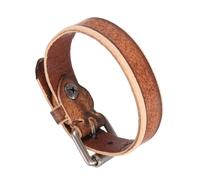 sourcing map Plain Leather Bracelets Buckle Bangle, Brown Punk Leather Snap Bracelets Adjustable Blank Wrist Cuffs DIY Craft Wristbands for Men Women Stamping Jewelry Making