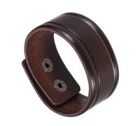 sourcing map Plain Leather Bracelets Buckle Bangle, Brown Retro Stamping Leather Snap Bracelets Adjustable Blank Wrist Cuffs DIY Craft Wristbands for Men Women Stamping Jewelry Making