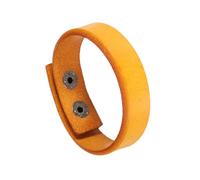 sourcing map Plain Leather Bracelets Buckle Leather Snap Bracelets Adjustable Blank Wrist Cuffs DIY Craft Wristbands for Men Women Jewelry Making, Dark Yellow