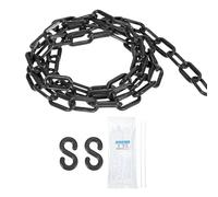sourcing map Plastic Chain 10 FT/3.1 M, Safety Chain Black Plastic Chain Link Barrier with Zip Ties and S-Hooks for Crowd Control Queue Line Fence Decoration