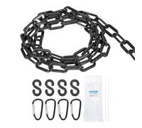 sourcing map Plastic Chain 10 Ft/3.1 M, Safety Chain Black Plastic Chain Link Barrier with Zip Ties Buckle and S-Hooks for Crowd Control Queue Line Fence Decoration
