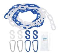 sourcing map Plastic Chain 10 FT/3.1 M, Safety Chain Blue White Plastic Chain Link Barrier with Zip Ties Buckle and S-Hooks for Crowd Control Queue Line Fence Decoration