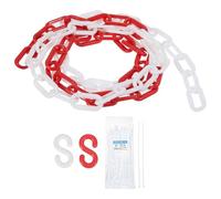 sourcing map Plastic Chain 10 FT/3.1 M, Safety Chain Red White Plastic Chain Link Barrier with Zip Ties and S-Hooks for Crowd Control Queue Line Fence Decoration