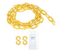 sourcing map Plastic Chain 10 FT/3.1 M, Safety Chain Yellow Plastic Chain Link Barrier with Zip Ties and S-Hooks for Crowd Control Queue Line Fence Decoration