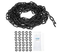 sourcing map Plastic Chain 100 FT/30.5 M, Safety Chain Black Plastic Chain Link Barrier with Zip Ties and S-Hooks for Crowd Control Queue Line Fence Decoration