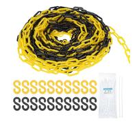 sourcing map Plastic Chain 100 FT/30.5 M, Safety Chain Yellow Black Plastic Chain Link Barrier with Zip Ties and S-Hooks for Crowd Control Queue Line Fence Decoration