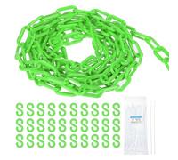 sourcing map Plastic Chain 150 FT/46 M, Safety Chain Green Plastic Chain Link Barrier with Zip Ties and S-Hooks for Crowd Control Queue Line Fence Decoration