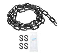sourcing map Plastic Chain 20 FT/6.1 M, Safety Chain Black Plastic Chain Link Barrier with Zip Ties and S-Hooks for Crowd Control Queue Line Fence Decoration