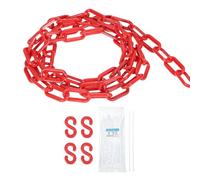 sourcing map Plastic Chain 20 FT/6.1 M, Safety Chain Red Plastic Chain Link Barrier with Zip Ties and S-Hooks for Crowd Control Queue Line Fence Decoration