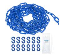 sourcing map Plastic Chain 50 FT/15.5 M, Safety Chain Blue Plastic Chain Link Barrier with Zip Ties and S-Hooks for Crowd Control Queue Line Fence Decoration