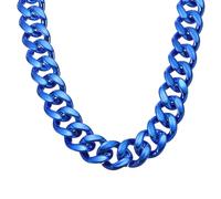 sourcing map Plastic Chain Necklace, 39 Inch Hip Hop Rapper Chunky Chain Fake Thick Gold Chains Jewelry Party Costume Necklace Accessory for Men Women (Blue)