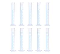 sourcing map Plastic Graduated Cylinder, 100ml Measuring Cylinder, Test Tube Beakers, 2-Sided Metric Marking, Clear Hex Base for Lab Home 10Pcs