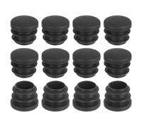 sourcing map Plastic Hole Plugs, 12Pcs 15x16mm Round Pipe Tubing End Cap, Pipe Tube Insert Cap, Table Chair Leg Hole Covers for Table Chair Legs, Metal Tubing, Fences, Black