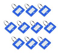sourcing map Plastic Key Tags with Split Ring Keychain ID Luggage Label Window 28x22mm, Blue 10Pcs