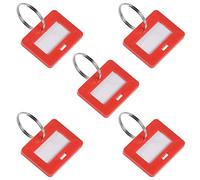 sourcing map Plastic Key Tags with Split Ring Keychain ID Luggage Label Window 28x22mm, Red 5Pcs