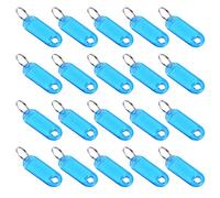 sourcing map Plastic Key Tags with Split Ring Keychain ID Luggage Label Window 50x20mm, Blue 20Pcs