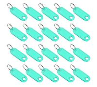 sourcing map Plastic Key Tags with Split Ring Keychain ID Luggage Label Window 50x20mm, Green 20Pcs