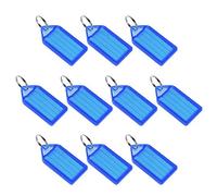 sourcing map Plastic Key Tags with Split Ring Keychain ID Luggage Label Window 55x28mm, Blue 10Pcs