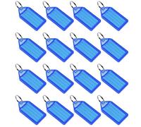 sourcing map Plastic Key Tags with Split Ring Keychain ID Luggage Label Window 55x28mm, Blue 16Pcs