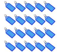 sourcing map Plastic Key Tags with Split Ring Keychain ID Luggage Label Window 55x28mm, Blue 20Pcs