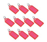 sourcing map Plastic Key Tags with Split Ring Keychain ID Luggage Label Window 55x28mm, Red 10Pcs