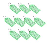 sourcing map Plastic Key Tags with Split Ring Keychain ID Luggage Label Window 56x29mm, Green 10Pcs