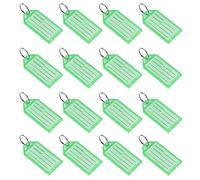 sourcing map Plastic Key Tags with Split Ring Keychain ID Luggage Label Window 56x29mm, Green 16Pcs