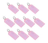sourcing map Plastic Key Tags with Split Ring Keychain ID Luggage Label Window 56x29mm, Pink 10Pcs