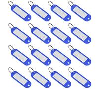 sourcing map Plastic Key Tags with Split Ring Keychain ID Luggage Label Window 60x21mm, Blue 16Pcs