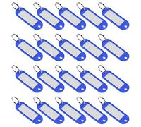 sourcing map Plastic Key Tags with Split Ring Keychain ID Luggage Label Window 60x21mm, Blue 20Pcs