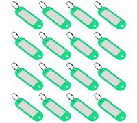 sourcing map Plastic Key Tags with Split Ring Keychain ID Luggage Label Window 60x21mm, Green 16Pcs