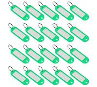 sourcing map Plastic Key Tags with Split Ring Keychain ID Luggage Label Window 60x21mm, Green 20Pcs