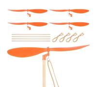 sourcing map Plastic Propeller, Propeller Props Blade with 12" Wood Rod Rubber Band Helicopter Kit 7" Fold Resistant for STEM Activities Powered Airplanes DIY Science(Orange, Pack of 5)