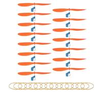 sourcing map Plastic Propeller, Propeller Props Blade with Rubber Band Hooks Helicopter Kit 5" Fold Resistant for STEM Activities Powered Airplanes DIY Science(Orange, Pack of 15)
