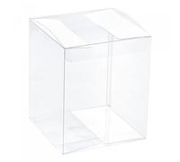 sourcing map Plastic Retail Boxes 3.9"x3.9"x4.7" (100x100x120mm) Gift Box with Protecting Film for Candy, Cookies, Christmas, Wedding, Party Wrapping Clear Pack of 10