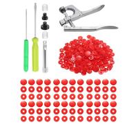 sourcing map Plastic Snaps Fasteners with Snap Pliers, 100 Set T8 Size 22 9/16 Inch Round Resin No-Sew Button Snap Fasteners Kit for Clothing Sewing Diapers Bibs Crafting, Red