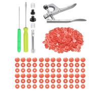 sourcing map Plastic Snaps Fasteners with Snap Pliers, 150 Set Size 20 T5 1/2 Inch Round No-Sew Button Snap Fasteners Kit for Clothing Sewing Diapers Bibs Crafting, Watermelon Red