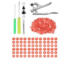 sourcing map Plastic Snaps Fasteners with Snap Pliers, 150 Set Size 20 T5 1/2 Inch Round No-Sew Button Snap Fasteners Kit for Clothing Sewing Diapers Bibs Crafting, Watermelon Red