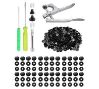 sourcing map Plastic Snaps Fasteners with Snap Pliers, 150 Set Size 20 T5 1/2 Inch Round Resin No-Sew Button Snap Fasteners Kit for Clothing Sewing Diapers Bibs Crafting, Black