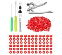sourcing map Plastic Snaps Fasteners with Snap Pliers, 150 Set Size 20 T5 1/2 Inch Round Resin No-Sew Button Snap Fasteners Kit for Clothing Sewing Diapers Bibs Crafting, Red