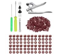 sourcing map Plastic Snaps Fasteners with Snap Pliers, 150 Set Size 20 T5 1/2 Inch Round Resin No-Sew Button Snap Fasteners Kit for Clothing Sewing Diapers Bibs Crafting, Brown