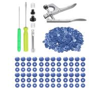 sourcing map Plastic Snaps Fasteners with Snap Pliers, 150 Set Size 20 T5 1/2 Inch Round Resin No-Sew Button Snap Fasteners Kit for Clothing Sewing Diapers Bibs Crafting, Dark Blue