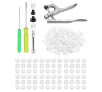 sourcing map Plastic Snaps Fasteners with Snap Pliers, 150 Set Size 20 T5 1/2 Inch Round Resin No-Sew Button Snap Fasteners Kit for Clothing Sewing Diapers Bibs Crafting, White