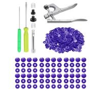sourcing map Plastic Snaps Fasteners with Snap Pliers, 150 Set Size 20 T5 1/2 Inch Round Resin No-Sew Button Snap Fasteners Kit for Clothing Sewing Diapers Bibs Crafting, Purple