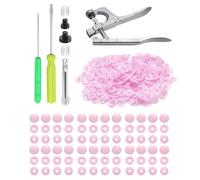 sourcing map Plastic Snaps Fasteners with Snap Pliers, 150 Set Size 20 T5 1/2 Inch Round Resin No-Sew Button Snap Fasteners Kit for Clothing Sewing Diapers Bibs Crafting, Pink