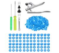 sourcing map Plastic Snaps Fasteners with Snap Pliers, 150 Set Size 20 T5 1/2 Inch Round Resin No-Sew Button Snap Fasteners Kit for Clothing Sewing Diapers Bibs Crafting, Sky Blue